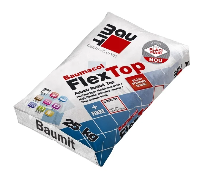 Adeziv deformabil Baumit FlexTop Fibre 25kg pentru gresie portelanata