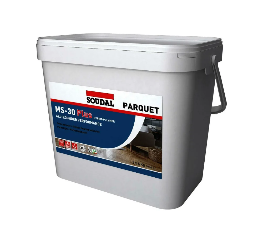 Adeziv hibrid elastic Soudal Parquet MS-30 Plus 18kg pentru pardoseli incalzite