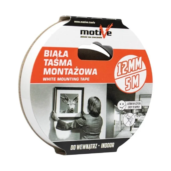 Banda dublu adeziva din spuma 12mm x 5m (alba)