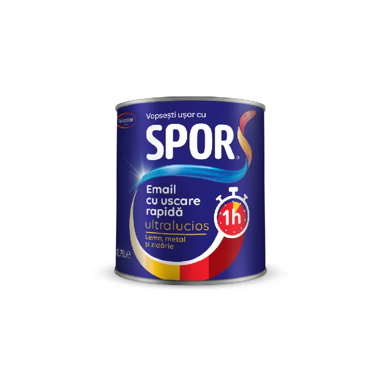 Email ultralucios cu uscare rapidă SPOR negru, 0.75L