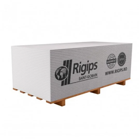Placă gips-carton Rigips 12.5mm, 2500x1200mm pentru pereți despărțitori și construcții interioare