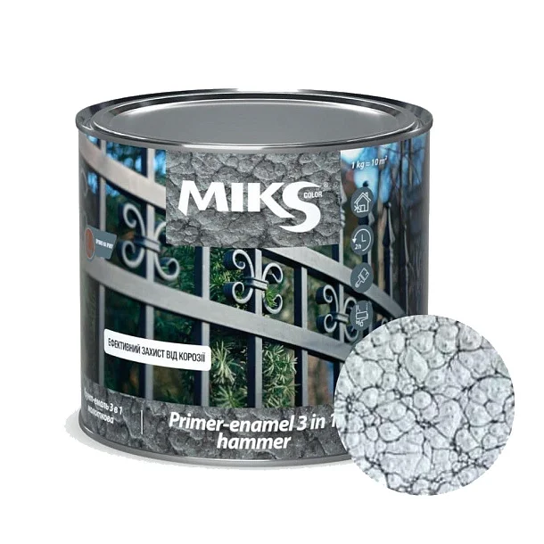 Grund-email 3 in 1 efect de ciocan Miks Color argintiu, 0.65kg