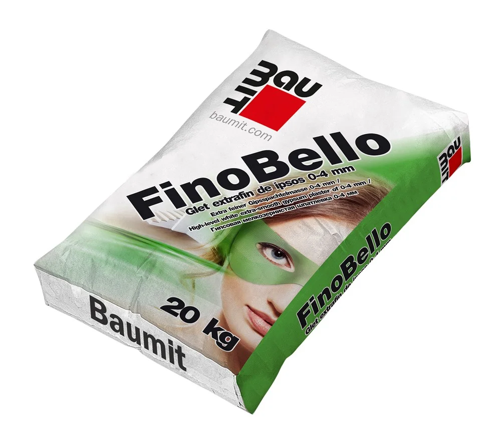 Финишная шпаклевка Baumit FinoBello, 20кг, белая гипсовая смесь для идеальной гладкости стен
