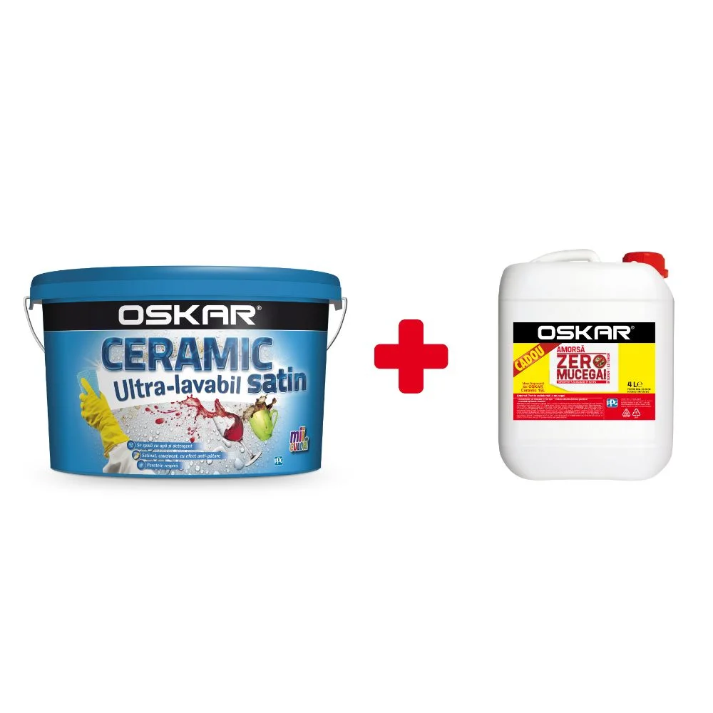 Ультрамоющаяся краска Oskar ceramic satinat, 15л + Грунтовка Oskar zero mucegai 4l