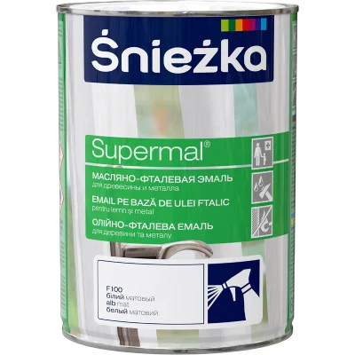 Vopsea email SNIEZKA Supermal alb mat, 0.8L