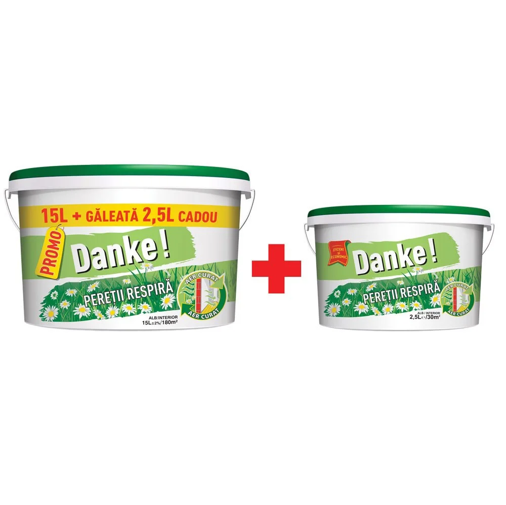 Vopsea lavabila DANKE Peretii Respira 15L + vopsea Danke 2.5L