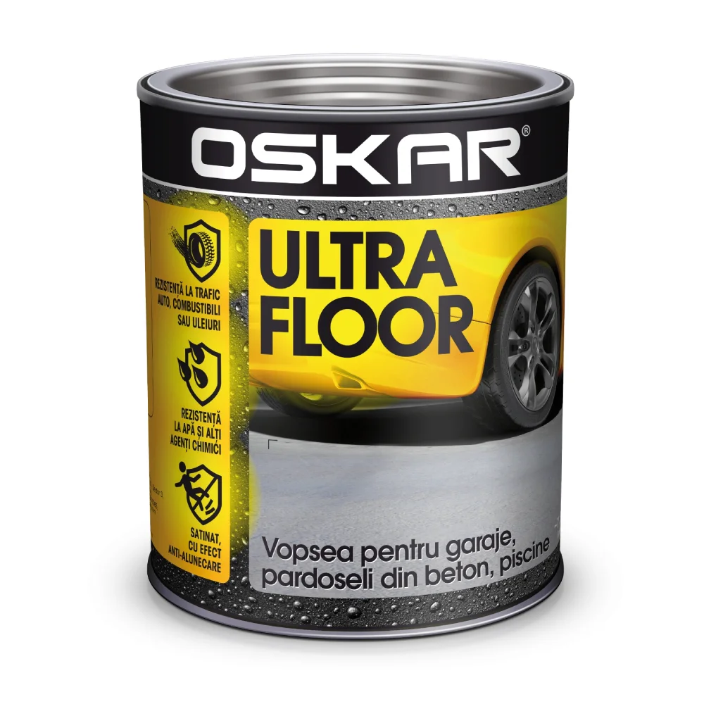 Vopsea pentru pardoseli OSKAR Ultra Floor Carbon 5L gri carbon rezistenta
