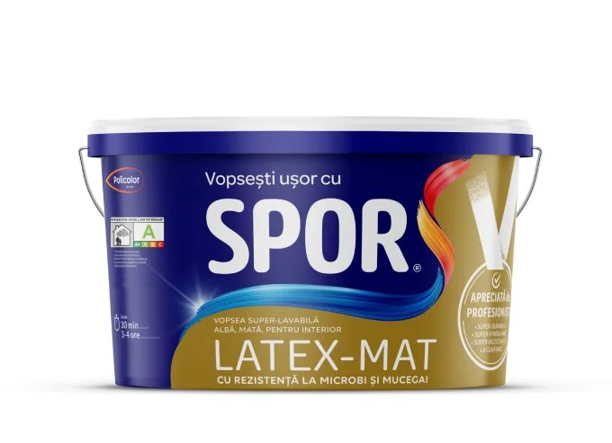 Vopsea super lavabilă mată SPOR LATEX MAT, 15L