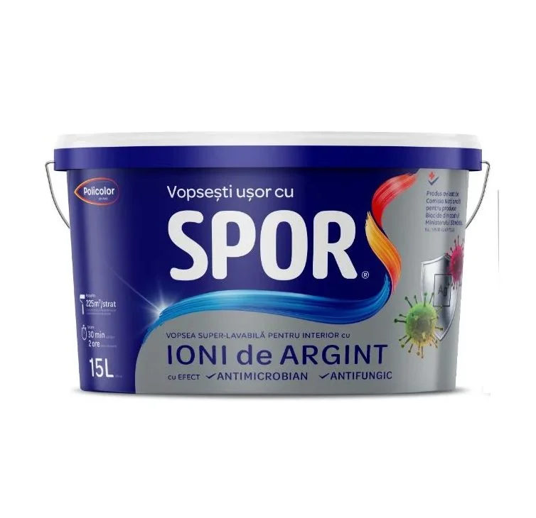 Vopsea superlavabila Spor, cu ioni de argint, 15L