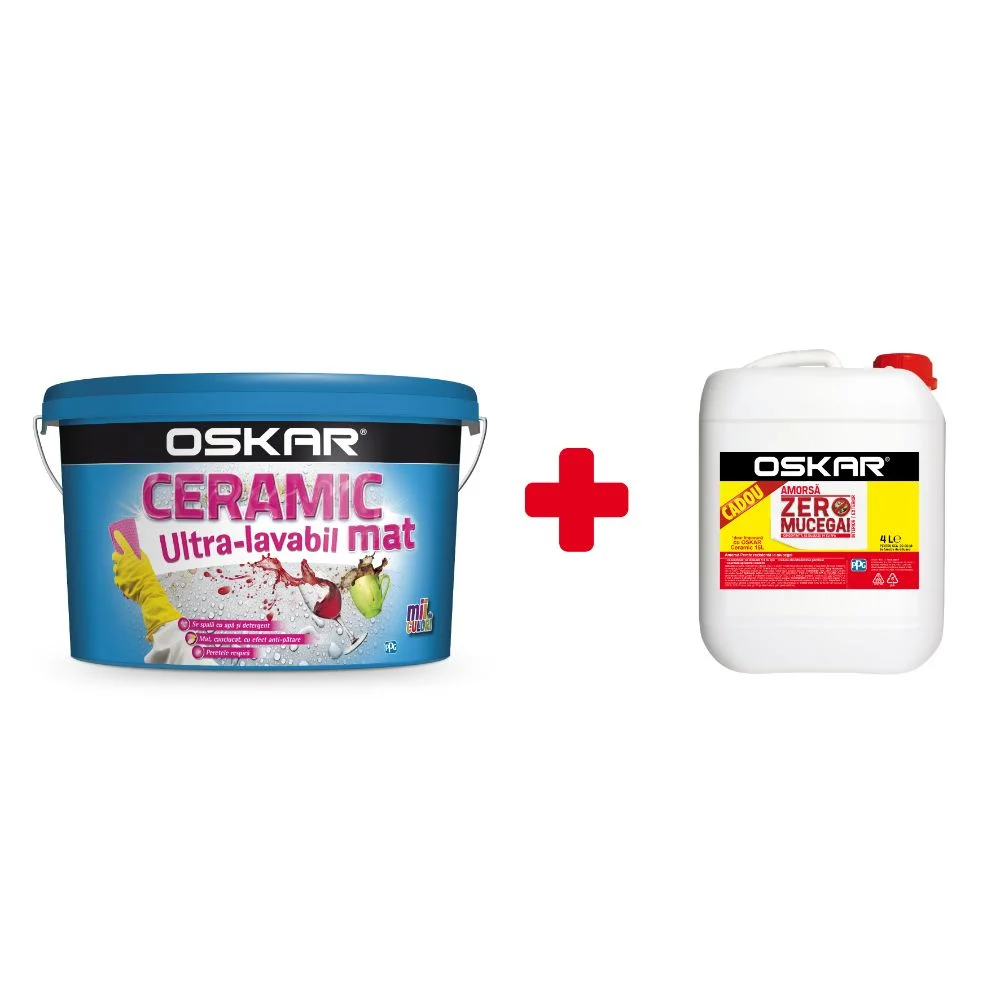 Vopsea ultralavabila Oskar ceramic mat, 15l + Amorsa Oskar zero mucegai 4l